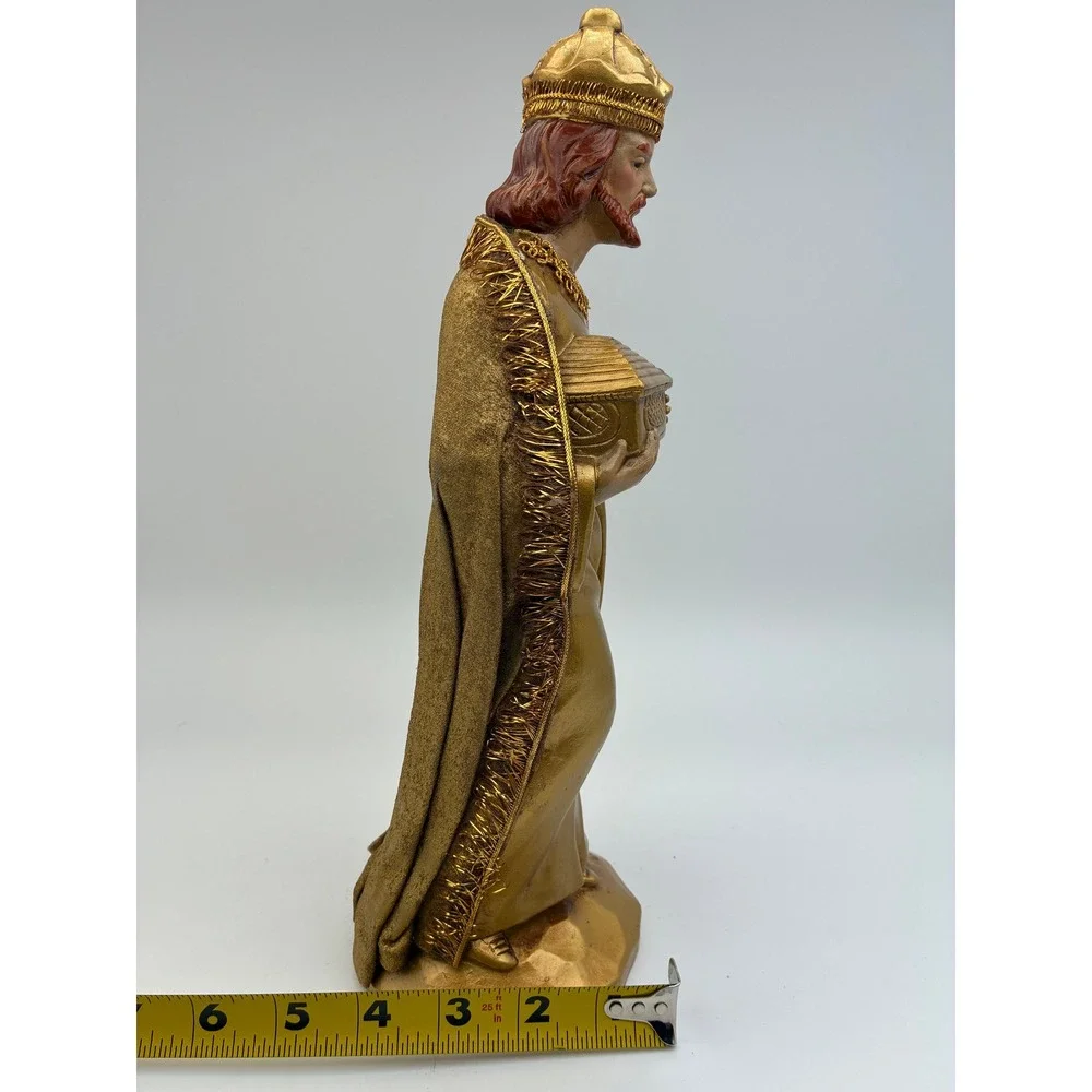 Vintage Gold Wise Man Nativity Figurine Three Kings Christmas Decor 12.5 Inch